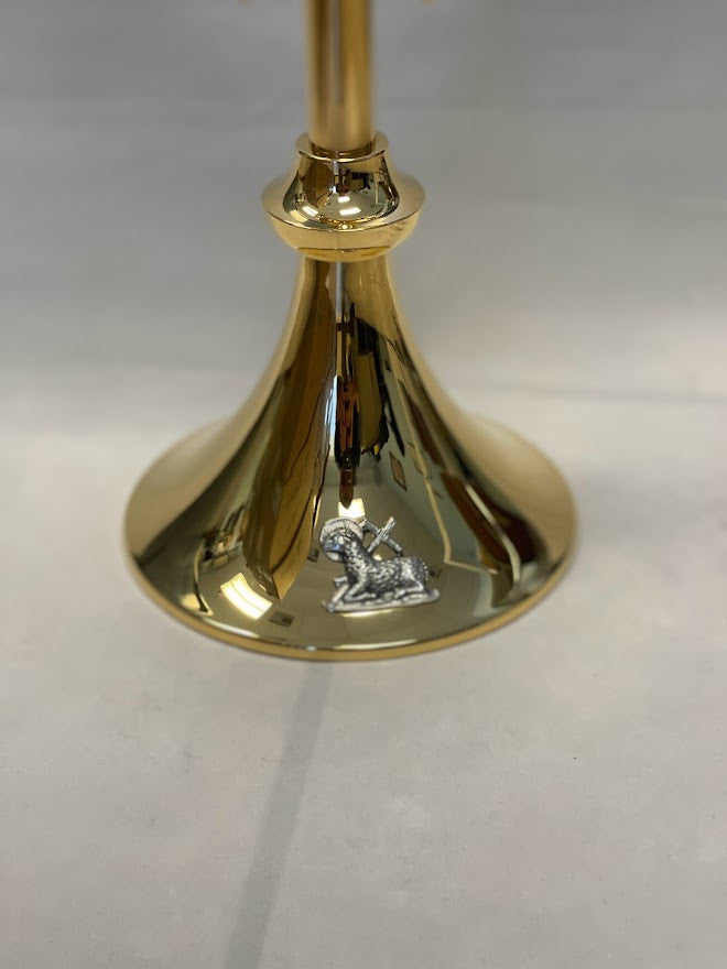 Large Paschal Lamb Monstrance | 24K Gold-Plated | Handmade In Spain | Holds 5-3/4" Host