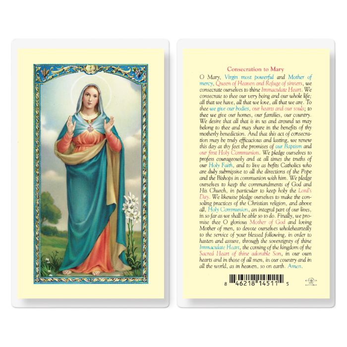 Consecration of Mary Holy Card