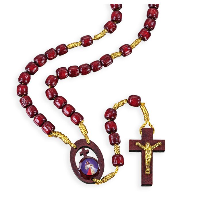 Divine Mercy Wood Bead Rosary
