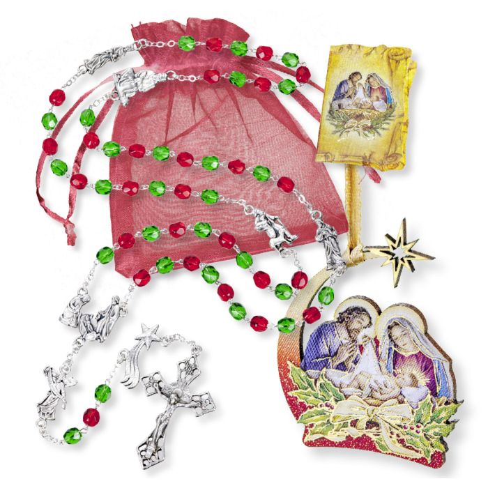 2309 CH -Christmas Rosary with Holy Family Ornament