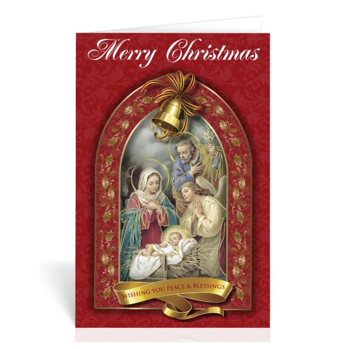 Holy Family with Angel, Merry Christmas Greeting Cards