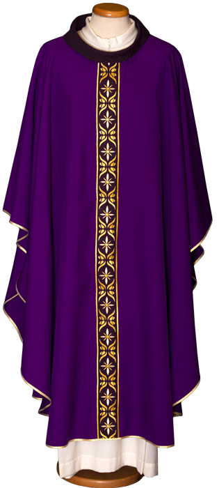 Lightweight Embroidered Chasuble | Roll Collar | 100% Polyester | All Colors