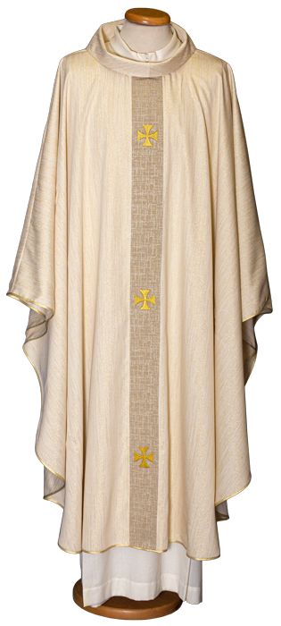 Lightweight Gold-Thread Chasuble | Roll Collar | Poly/Viscose | All Colors