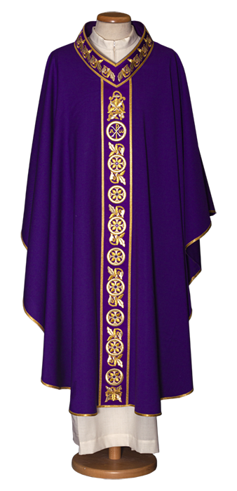 Swarovski Stone Italian Embroidered Chasuble | V Collar | 100% Wool | All Colors