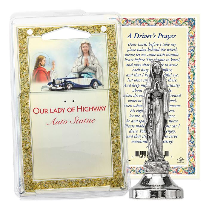 Our Lady of the Highway Auto Statue with Prayer Card