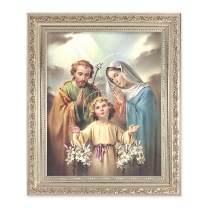 Ornate Silver Frame with a Holy Family Print