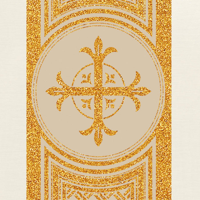 Assisi Banded Gold Cross Chasuble | Plain Collar | 100% Polyester | All Colors