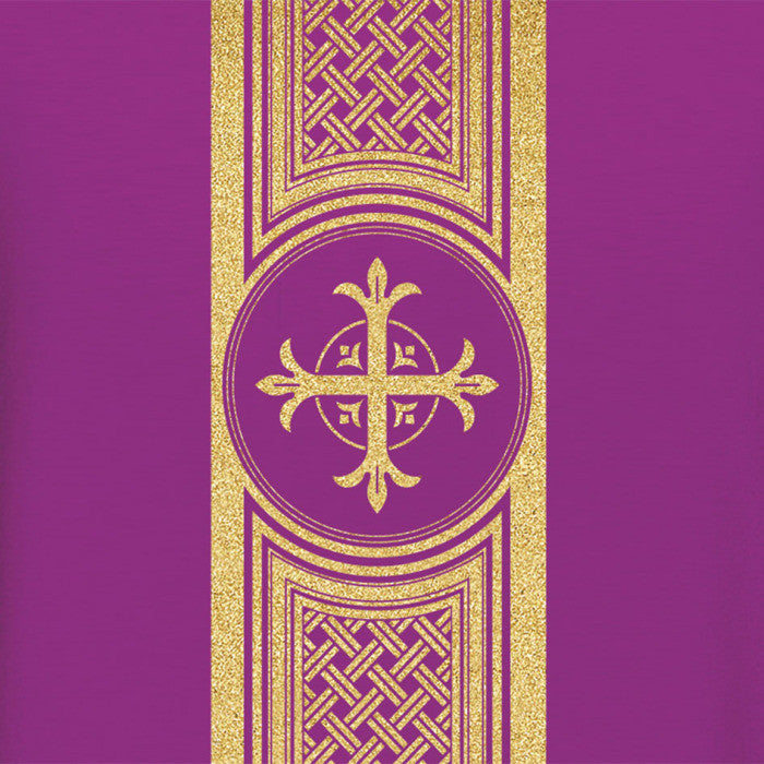 Assisi Banded Gold Cross Chasuble | Plain Collar | 100% Polyester | All Colors