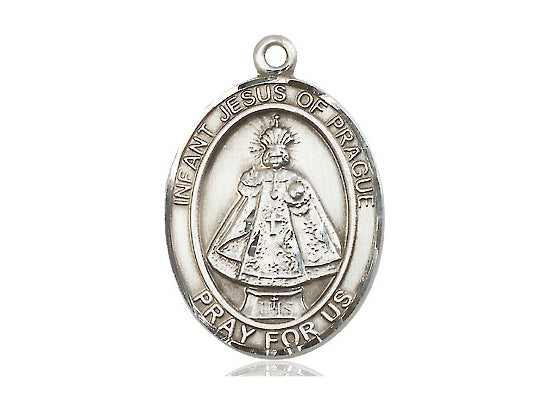 Sterling Silver Infant of Prague Oval Medal