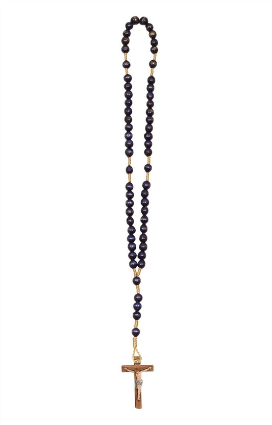 Hand Carved Lindenwood Rosary with Colored Cross