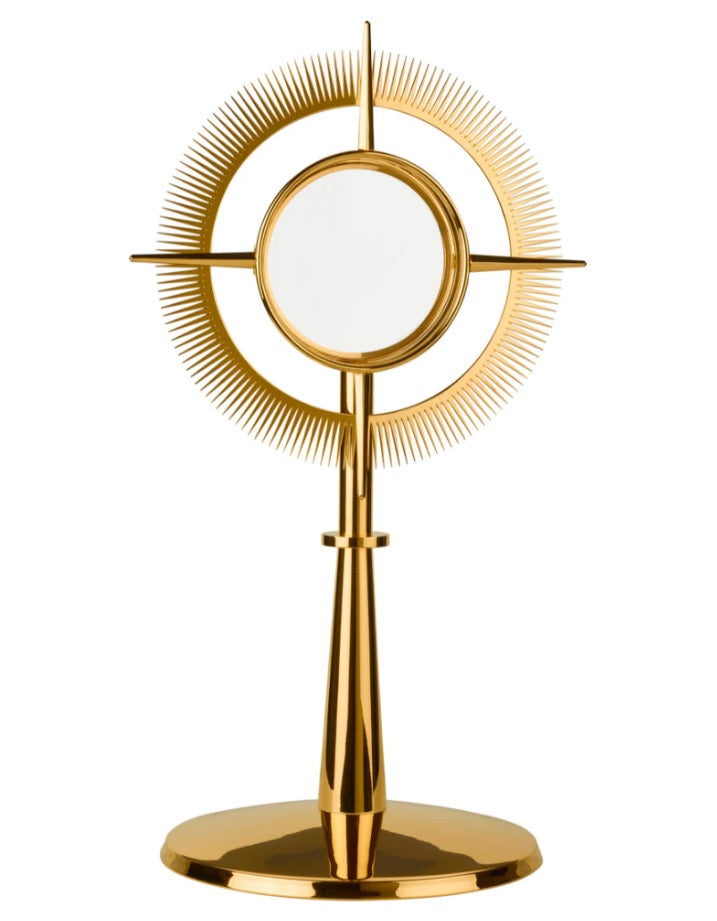 #7252-A Large Modern Monstrance | 24"H | Multiple Finishes Available | Handmade In Spain | Holds 5-3/4" Host