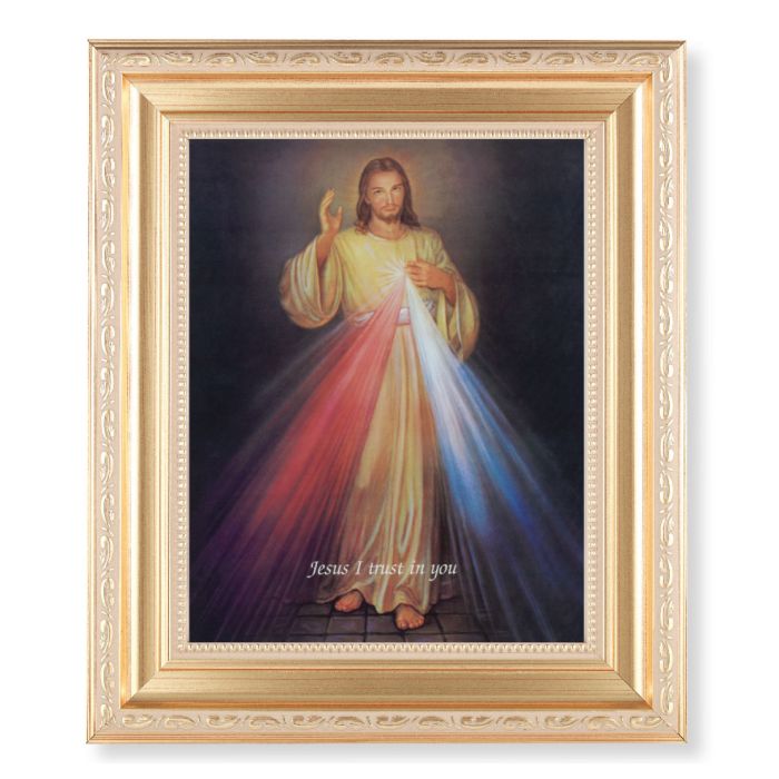 Satin Gold Frame with Divine Mercy Print