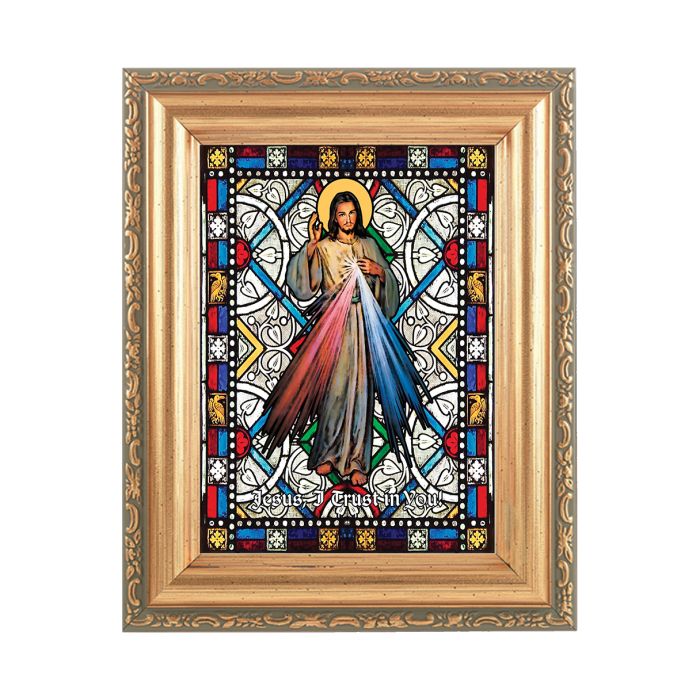 5.5" x 7" Antique Gold Frame with Stained Glass Art