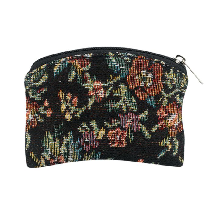 Black with Flower Pattern Brocade Rosary Case