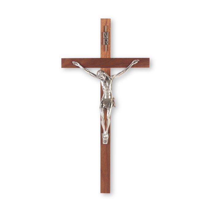 Walnut Wood Crucifix with Fine Pewter Corpus