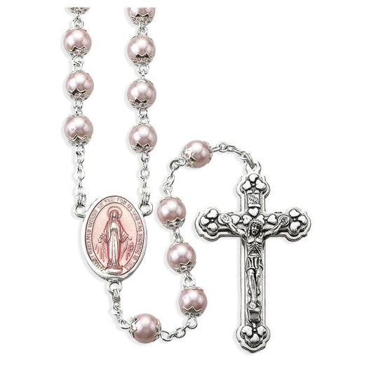 #109 Pearl Capped Bead Rosary
