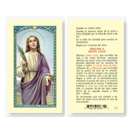 Prayer in Honor of Saint Lucy Holy Card