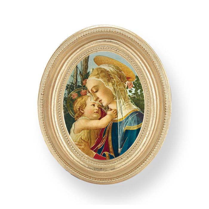 Gold Oval Frame with a Madonna and Child Print