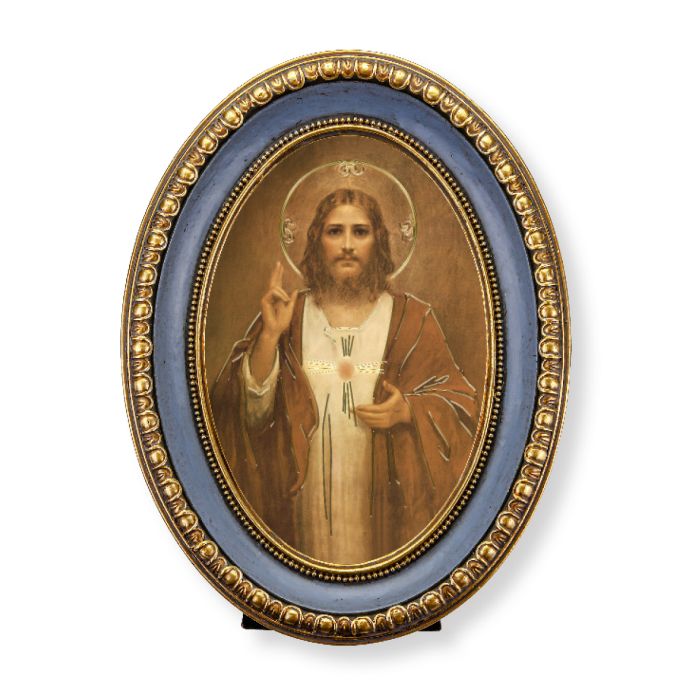 Oval Gold-Leaf Frame with a Chambers: Sacred Heart of Jesus Print