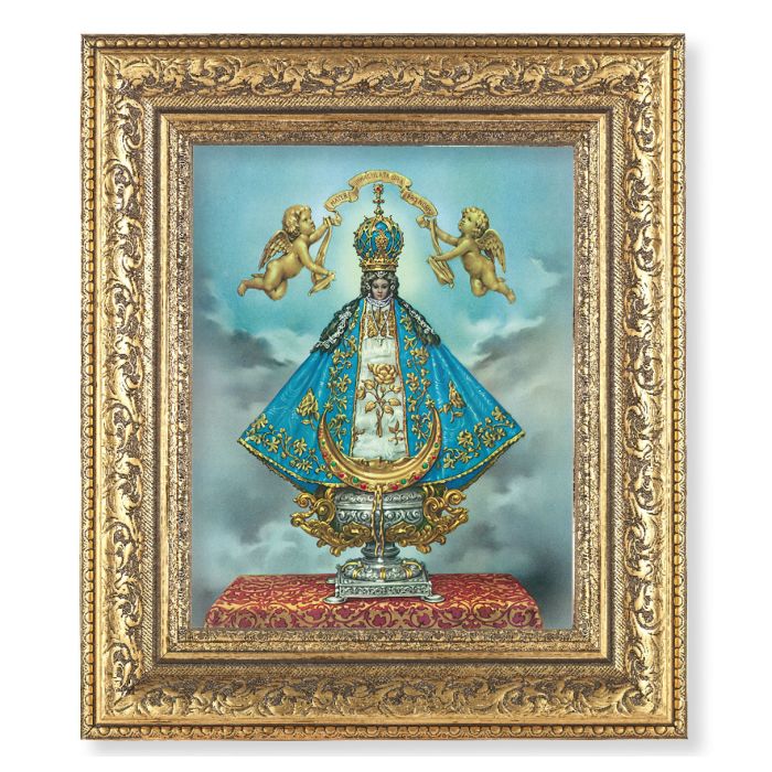 Ornate Gold Leaf Antique Frame with Virgen de San Juan Print