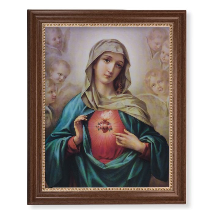 Walnut Finished Frame with Immaculate Heart of Mary