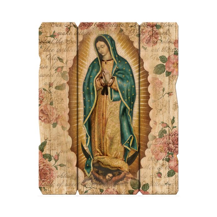 Our Lady of Guadalupe Vintage Wood Plaque