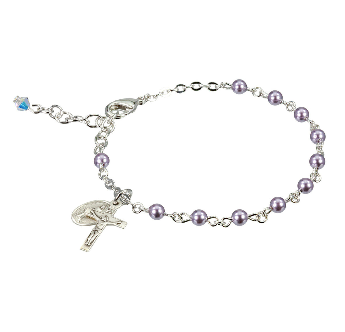 Swarovski Crystal Violet Imitation Pearl Rosary Bracelet