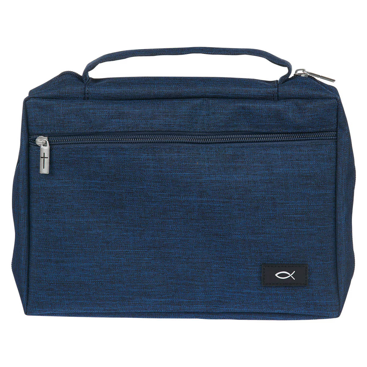 Navy Poly-Canvas Value Bible Cover with Ichthus Patch