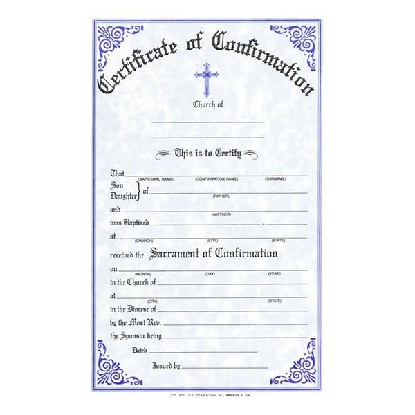 Confirmation Certificates | Pad of 50