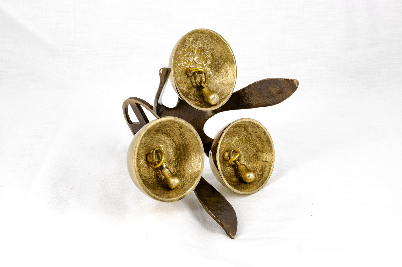 #1100 Cast Bronze Altar Bells | Three Bells with Built In Stand | Handmade in Italy