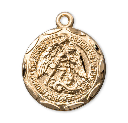 Saint Michael Round 16k Gold Over Sterling Silver Medal