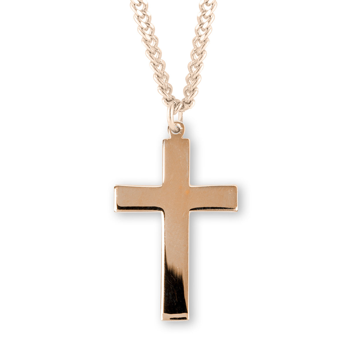 Gold Over Sterling Silver Latin Style Cross | 24" Endless Curb Chain