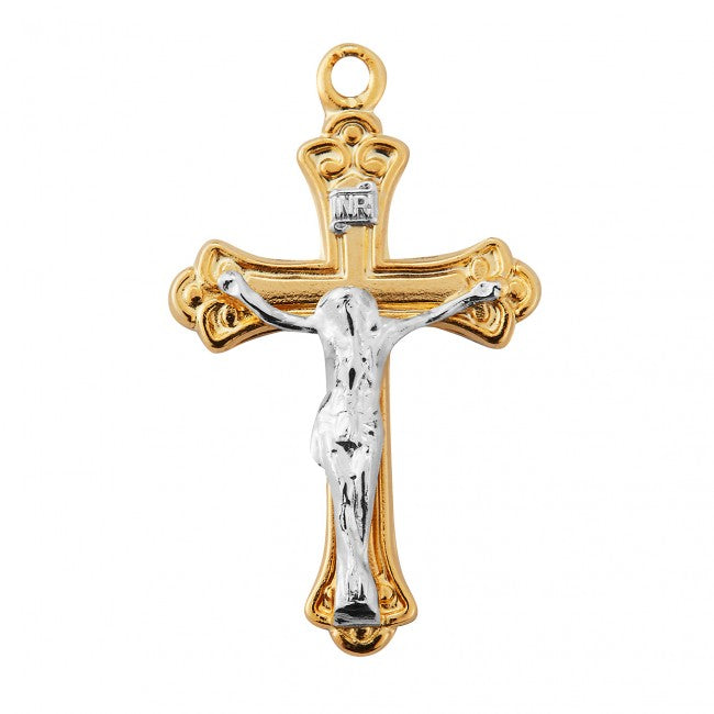 Gold Over Sterling Two Toned Tapered Crucifix