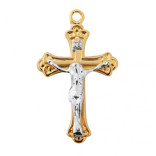 Gold Over Sterling Two Toned Tapered Crucifix