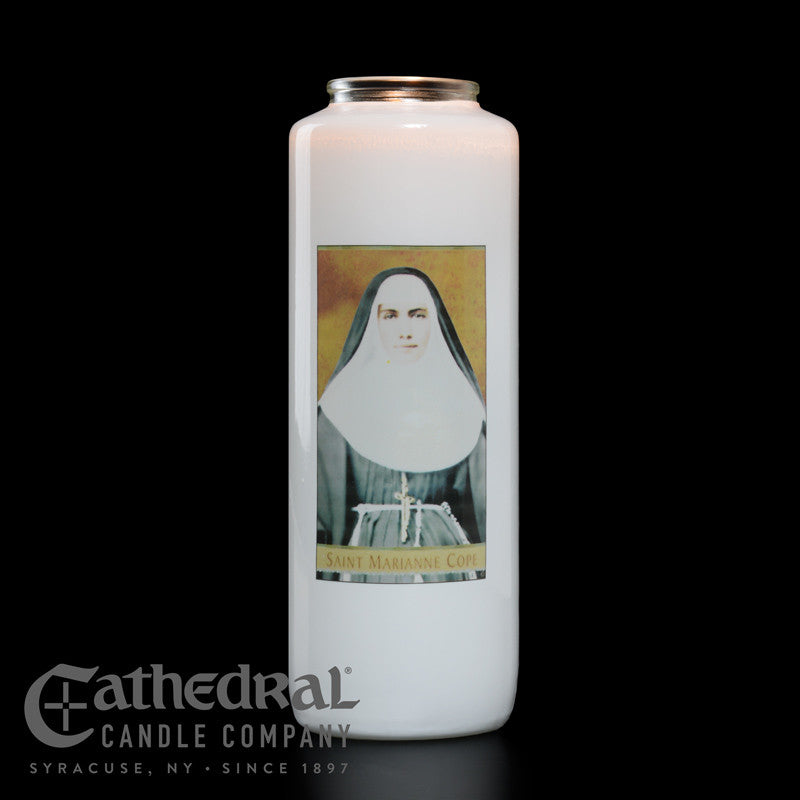 St. Marianne Cope 6-Day Glass Candles | Case of 12
