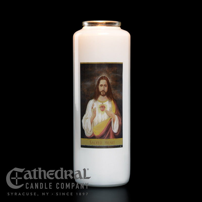 Single Sacred Heart 6-Day Glass Candles | One Candle