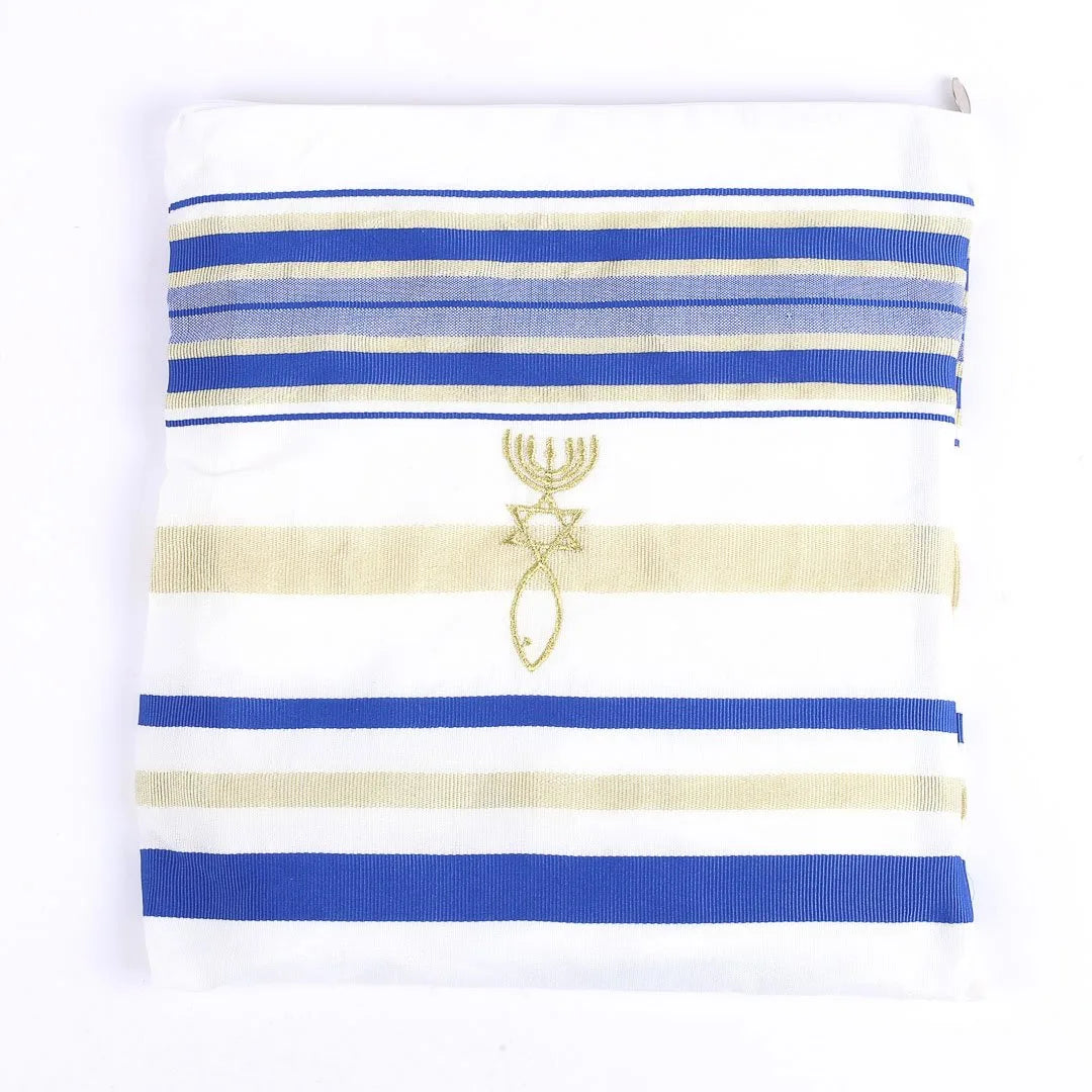 Royal Blue Prayer Shawl | 72” x 22” | Traditional Messianic with Tallit