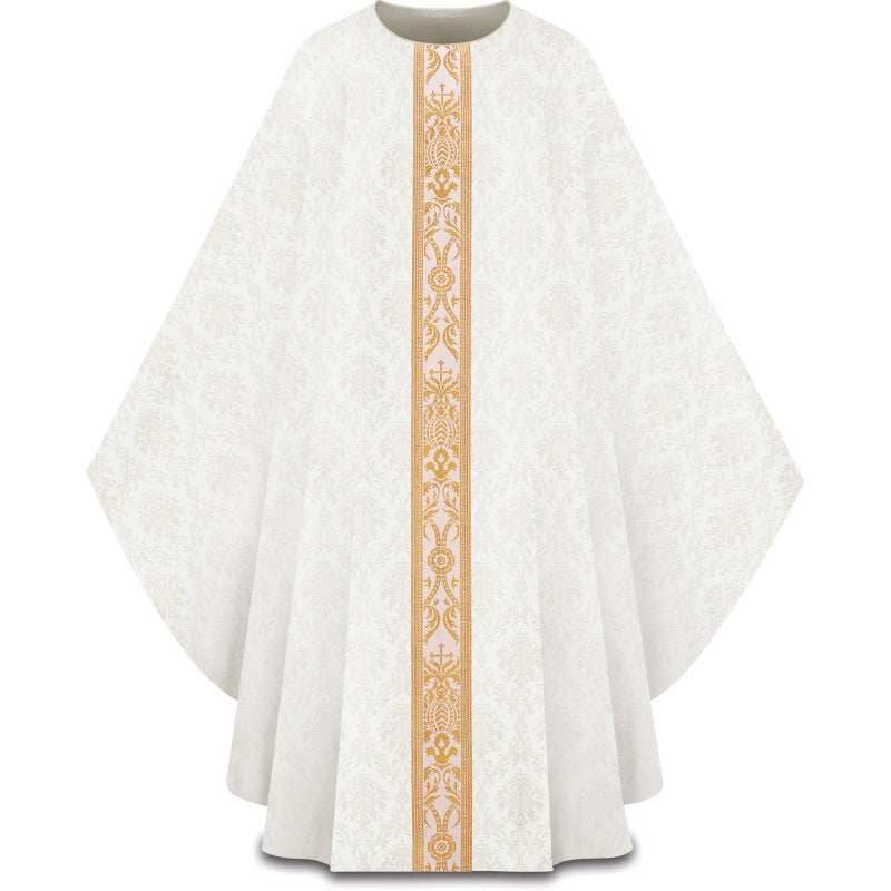 Gold Brocade Orphrey Gothic Chasuble | Plain Collar | All Colors