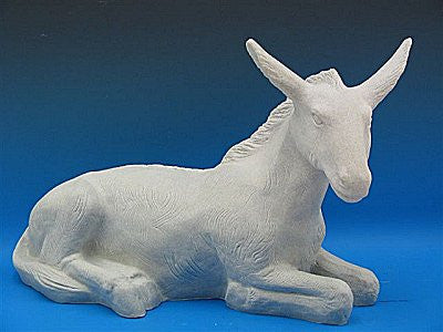 14" Seated Donkey Indoor/Outdoor Nativity Figure | Industrial-Grade Plastic | Multiple Finishes Available