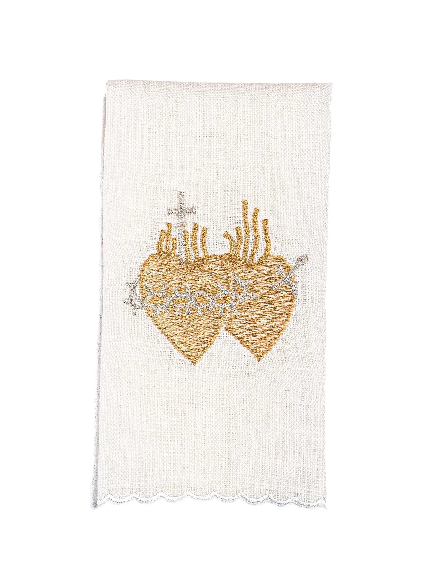 Embroidered Sacred Hearts Linen Set