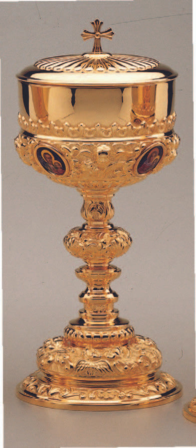 #2502-1 9-1/2", 200 host Ciborium | Sterling Silver | 24K Gold Plated