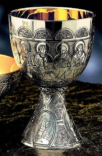 #5050 Last Supper Chalice & Scale Paten | 6 3/4", 16oz. | Multiple Finishes Available
