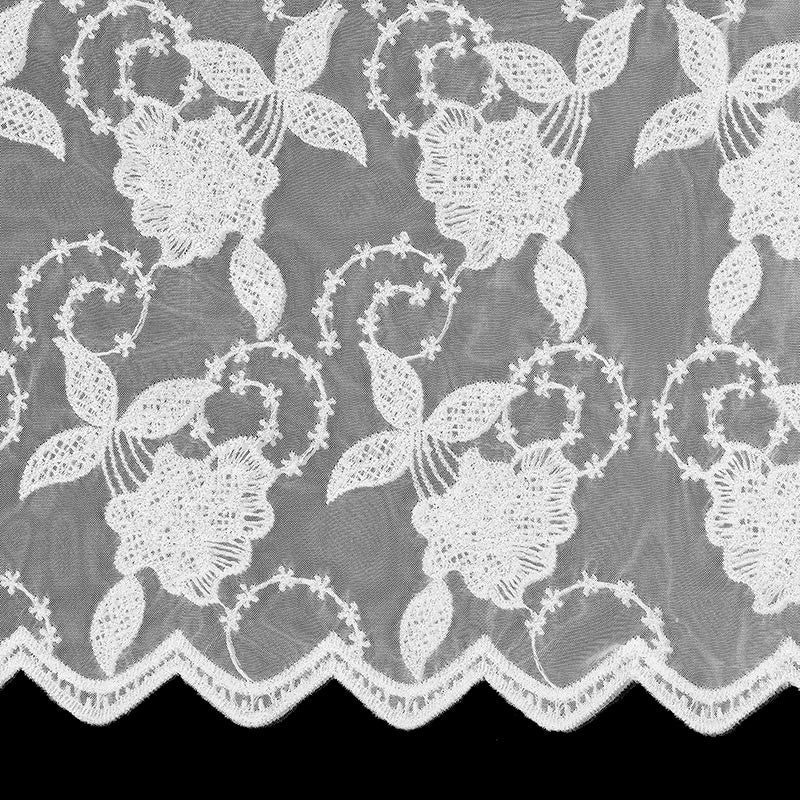 White Scallop Floral Chapel Veil
