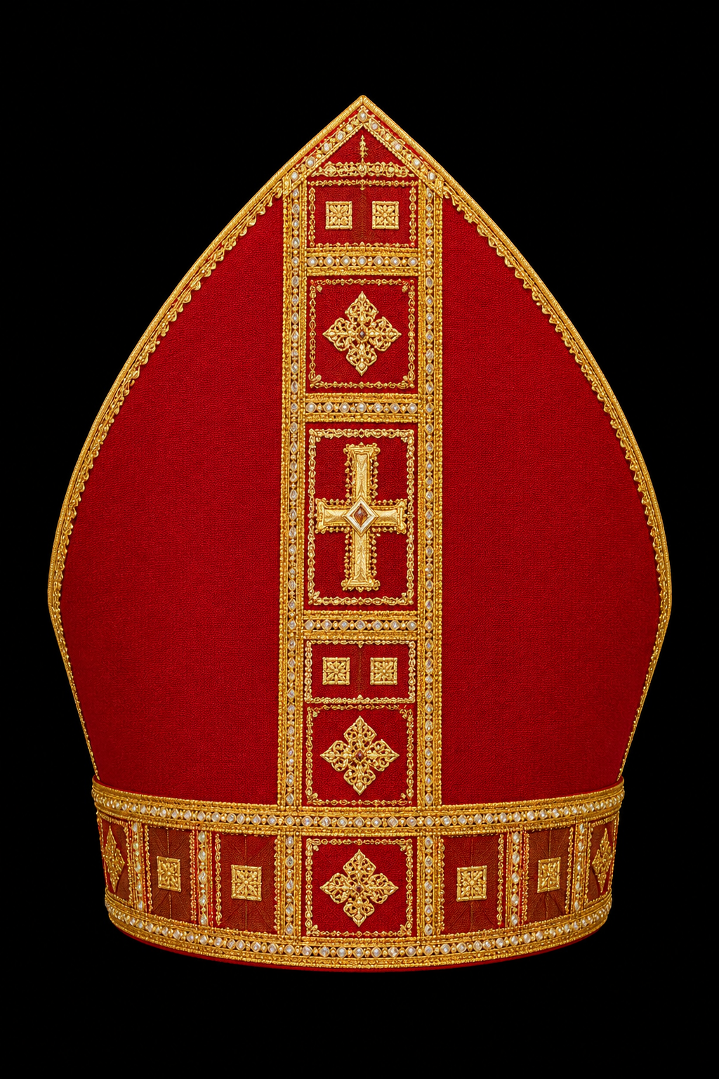 Ornate Italian Embroidered Mitre | 100% Wool | All Colors