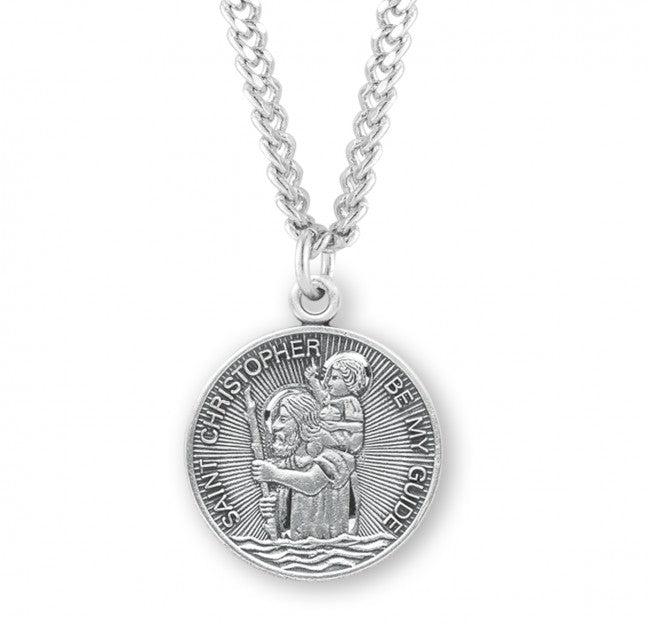 Sterling Silver Round St Christopher Medal