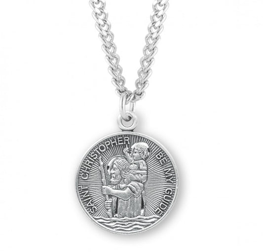 Sterling Silver Round St Christopher Medal