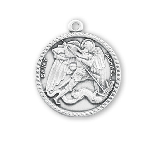 Saint Michael Round Sterling Silver Medal