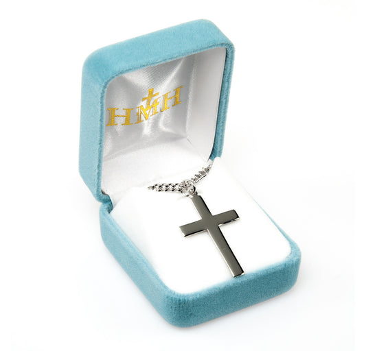 Sterling Silver Plain Cross | 24" Endless Chain