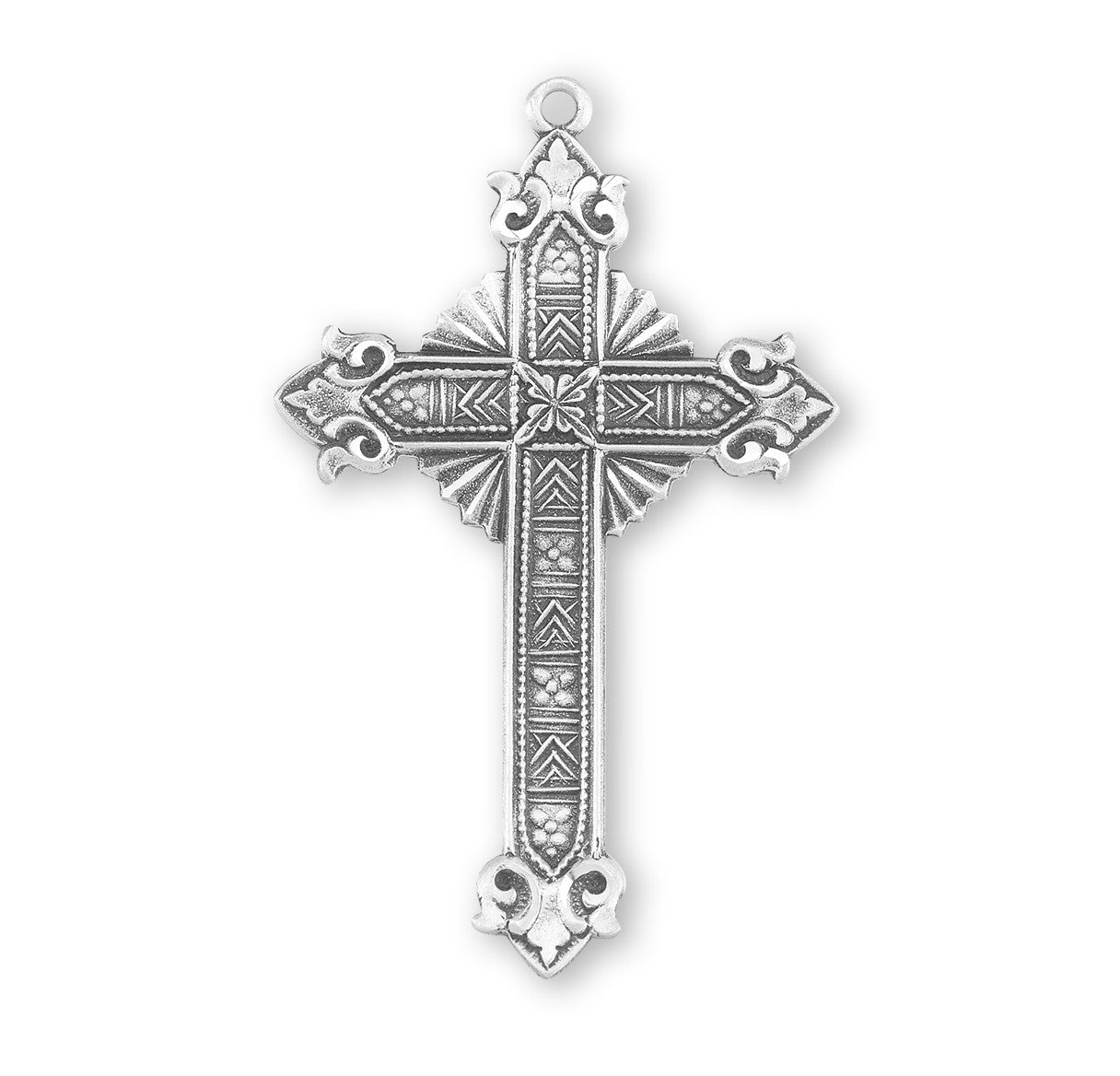 Sterling Silver Ornate Cross | 24" Endless Curb Chain