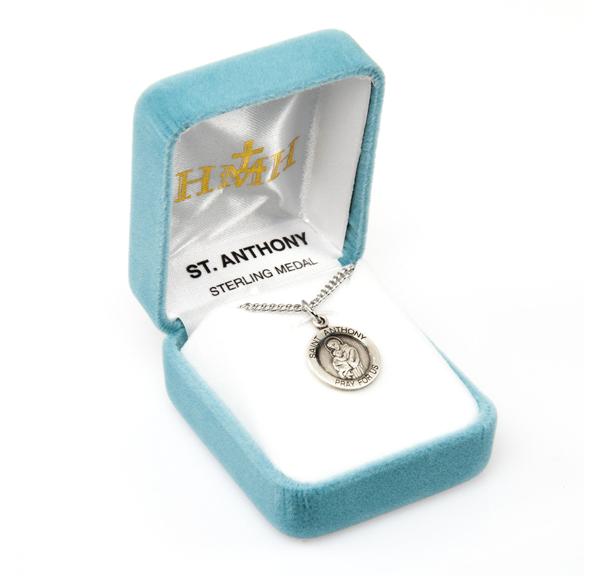 Patron Saint Anthony Small Round Sterling Silver Medal | 18" Chain